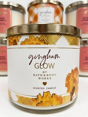 Bath & Body Works 3-Wick Candle Gingham Glow 14.5oz New Rare Discontinued